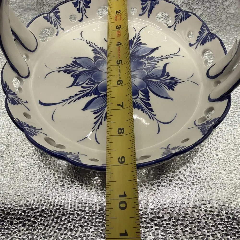 Hand Painted Ceramic Basket from Portugal